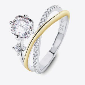Moissanite Contrast Crisscross Ring For Women